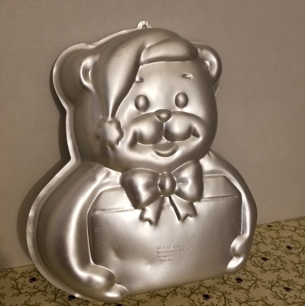 Vintage Wilton 1991 Santa Teddy Bear Decorative Cake Baking Pan Holiday Birthday
